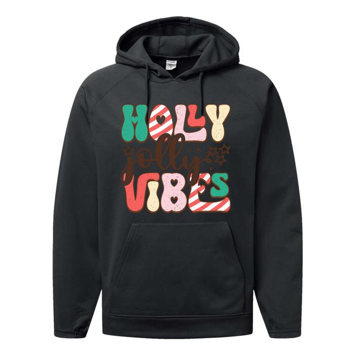 Holly Jolly Vibes Festive Artwork Performance Fleece Hoodie