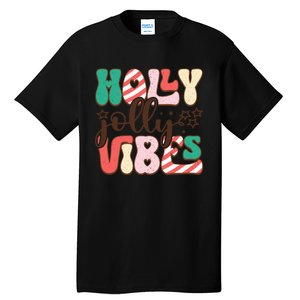 Holly Jolly Vibes Festive Artwork Tall T-Shirt