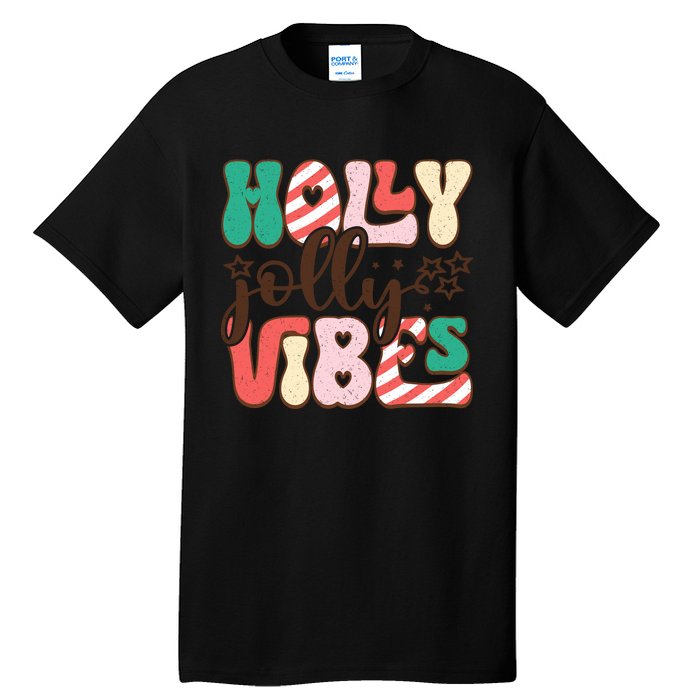 Holly Jolly Vibes Festive Artwork Tall T-Shirt