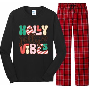 Holly Jolly Vibes Festive Artwork Long Sleeve Pajama Set