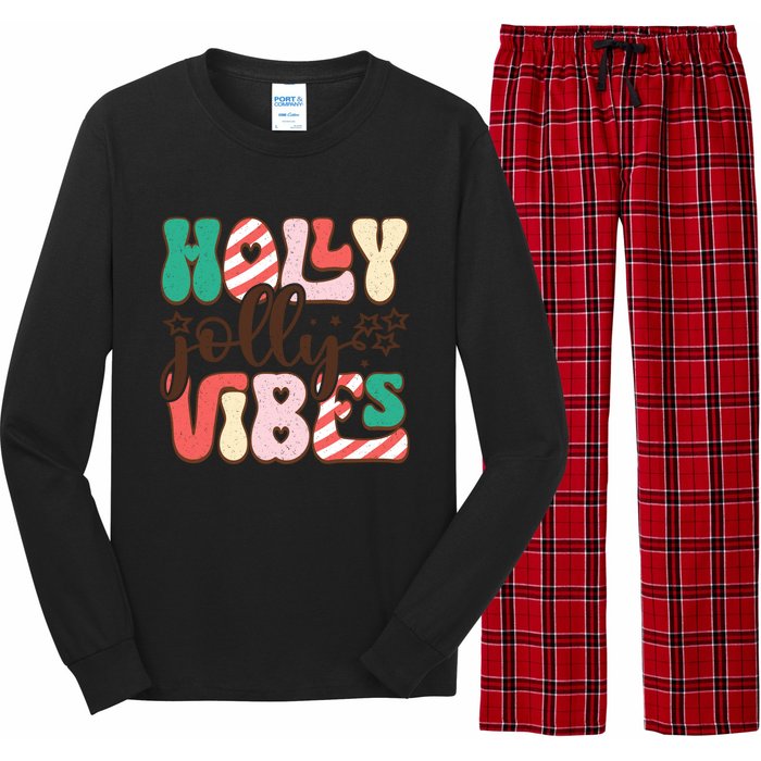 Holly Jolly Vibes Festive Artwork Long Sleeve Pajama Set