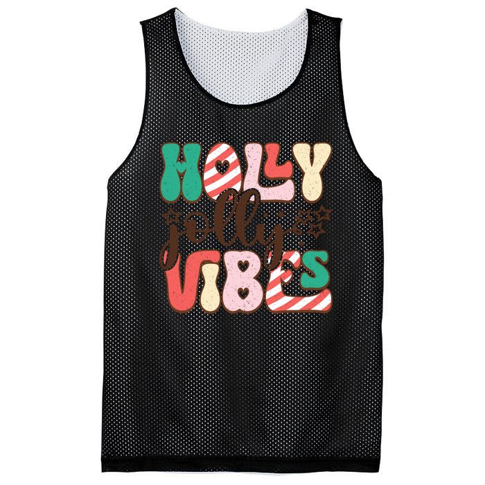 Holly Jolly Vibes Festive Artwork Mesh Reversible Basketball Jersey Tank