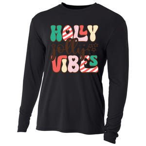 Holly Jolly Vibes Festive Artwork Cooling Performance Long Sleeve Crew