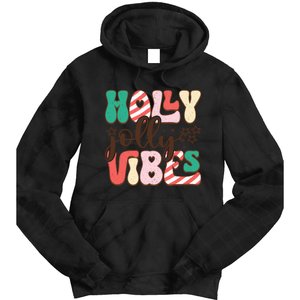 Holly Jolly Vibes Festive Artwork Tie Dye Hoodie