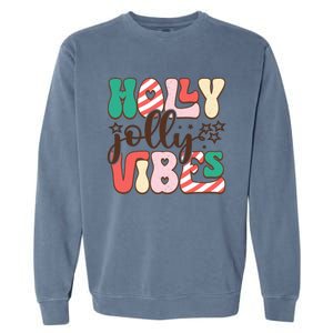 Holly Jolly Vibes Festive Artwork Garment-Dyed Sweatshirt