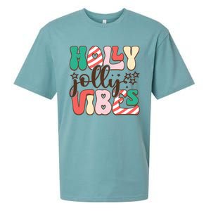 Holly Jolly Vibes Festive Artwork Sueded Cloud Jersey T-Shirt