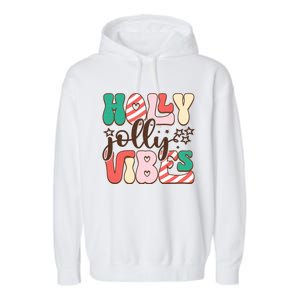 Holly Jolly Vibes Festive Artwork Garment-Dyed Fleece Hoodie