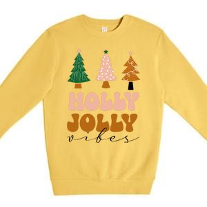 Holly Jolly Vibes Retro Groovy Premium Crewneck Sweatshirt