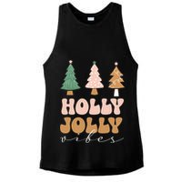 Holly Jolly Vibes Retro Groovy Ladies PosiCharge Tri-Blend Wicking Tank