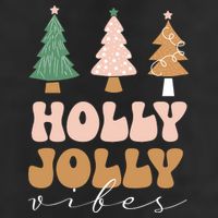 Holly Jolly Vibes Retro Groovy Garment-Dyed Fleece Hoodie