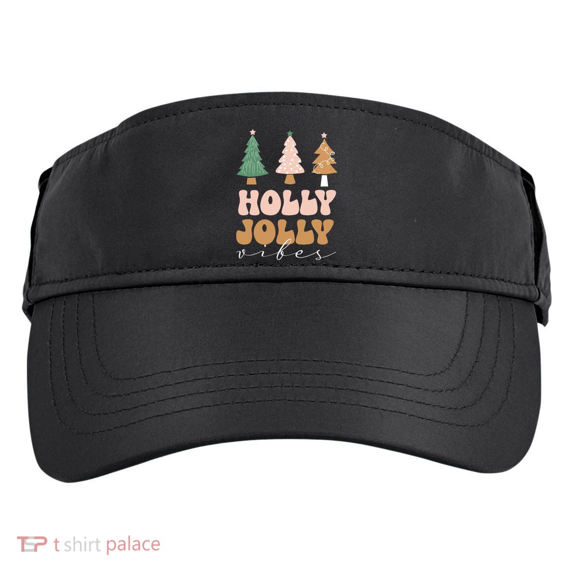 Holly Jolly Vibes Retro Groovy Adult Drive Performance Visor