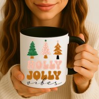 Holly Jolly Vibes Retro Groovy Mug