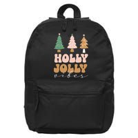 Holly Jolly Vibes Retro Groovy 16 in Basic Backpack