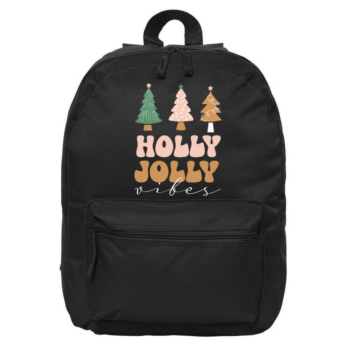 Holly Jolly Vibes Retro Groovy 16 in Basic Backpack