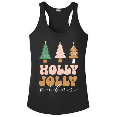 Holly Jolly Vibes Retro Groovy Ladies PosiCharge Competitor Racerback Tank