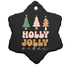 Holly Jolly Vibes Retro Groovy Ceramic Star Ornament