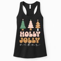Holly Jolly Vibes Retro Groovy Womens Tank Top