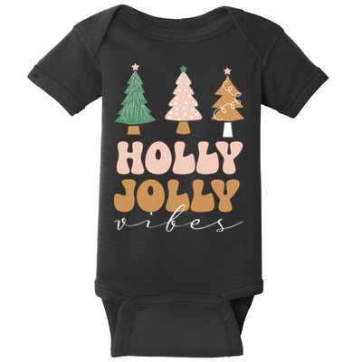 Holly Jolly Vibes Retro Groovy Baby Bodysuit