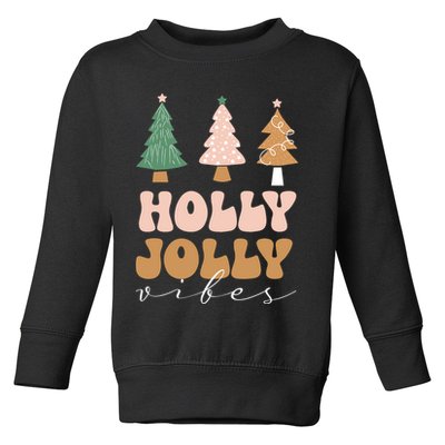 Holly Jolly Vibes Retro Groovy Toddler Sweatshirt