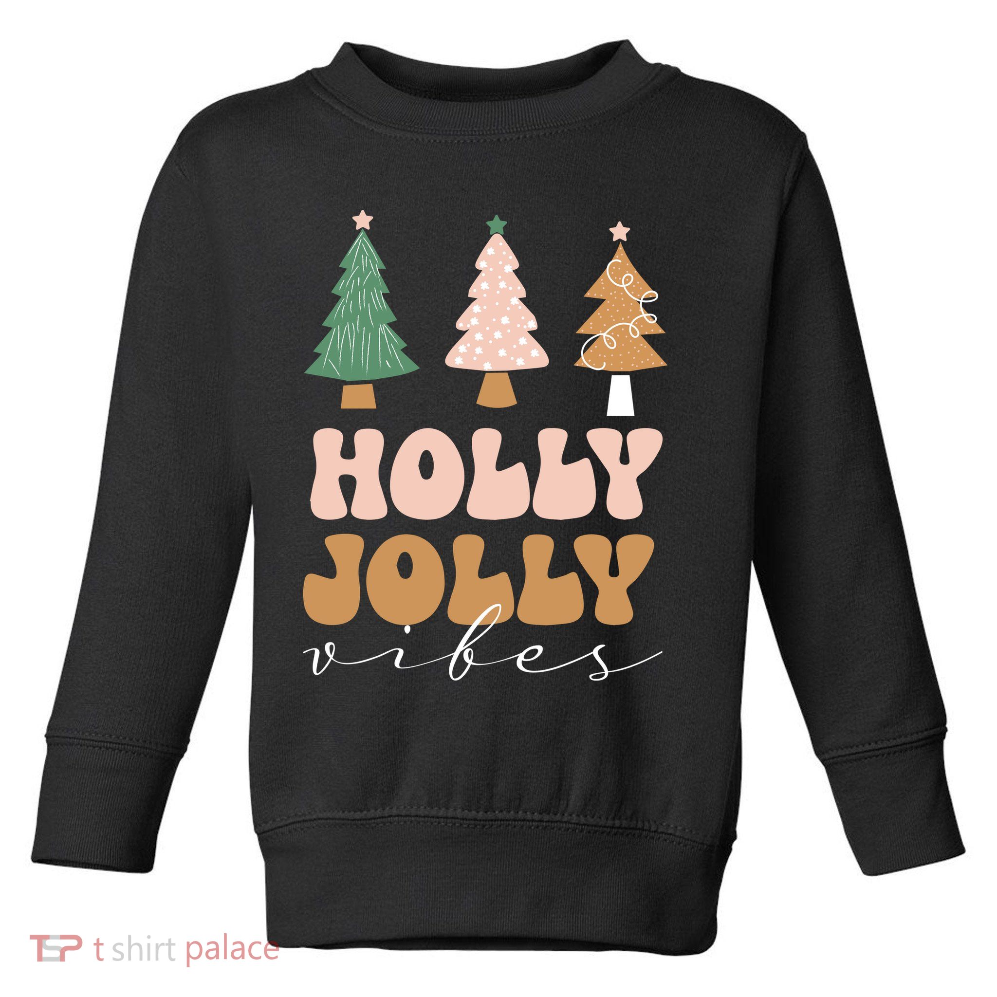 Holly Jolly Vibes Retro Groovy Toddler Sweatshirt