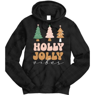 Holly Jolly Vibes Retro Groovy Tie Dye Hoodie