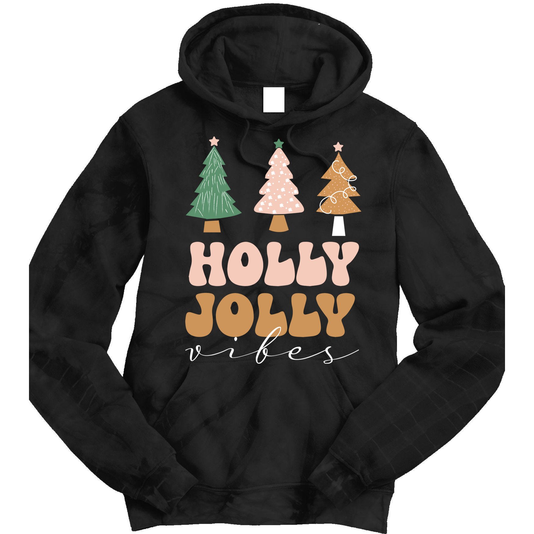 Holly Jolly Vibes Retro Groovy Tie Dye Hoodie