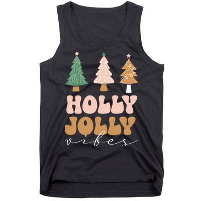Holly Jolly Vibes Retro Groovy Tank Top