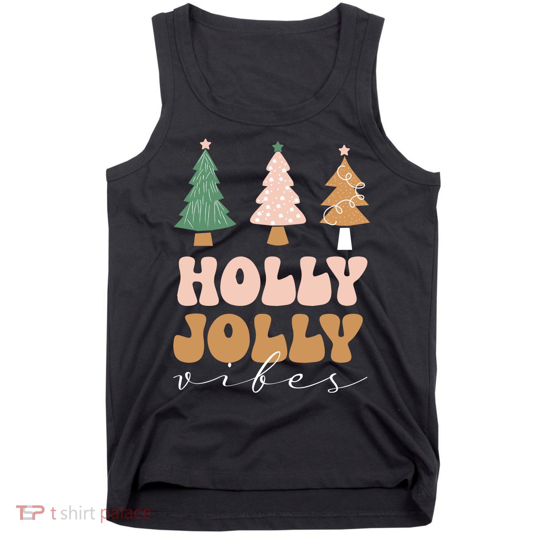 Holly Jolly Vibes Retro Groovy Tank Top