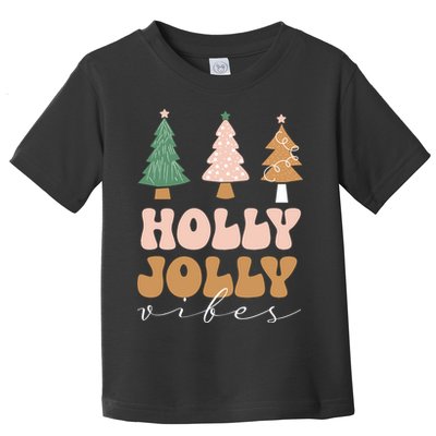 Holly Jolly Vibes Retro Groovy Toddler T-Shirt