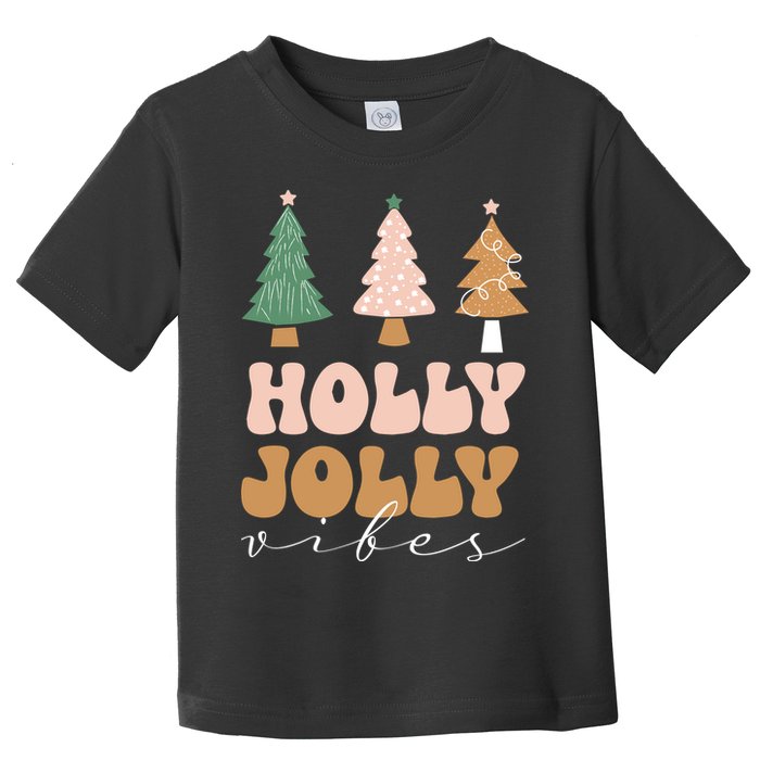 Holly Jolly Vibes Retro Groovy Toddler T-Shirt