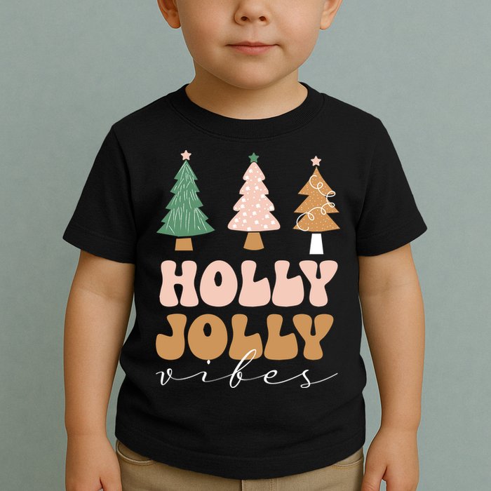 Holly Jolly Vibes Retro Groovy Toddler T-Shirt