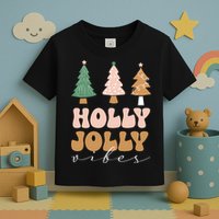 Holly Jolly Vibes Retro Groovy Toddler T-Shirt