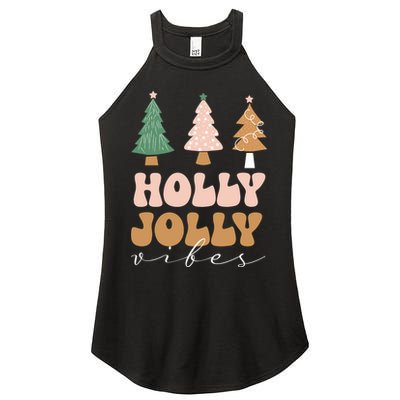 Holly Jolly Vibes Retro Groovy Women's Perfect Tri Rocker Tank