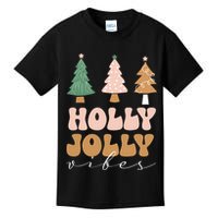 Holly Jolly Vibes Retro Groovy Kids T-Shirt