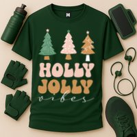 Holly Jolly Vibes Retro Groovy Performance Shirt