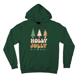 Holly Jolly Vibes Retro Groovy Hoodie