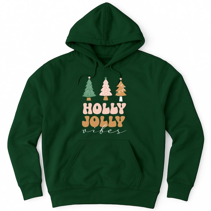 Holly Jolly Vibes Retro Groovy Hoodie