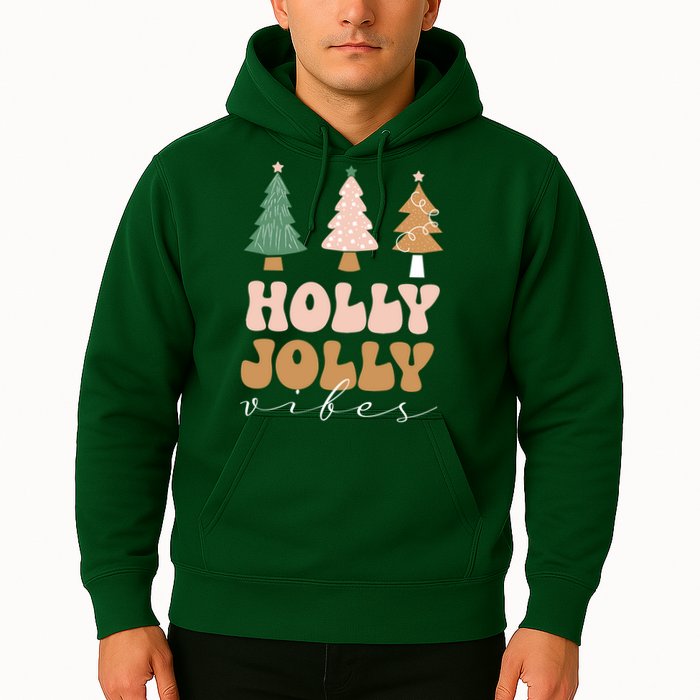 Holly Jolly Vibes Retro Groovy Hoodie