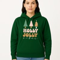 Holly Jolly Vibes Retro Groovy Hoodie