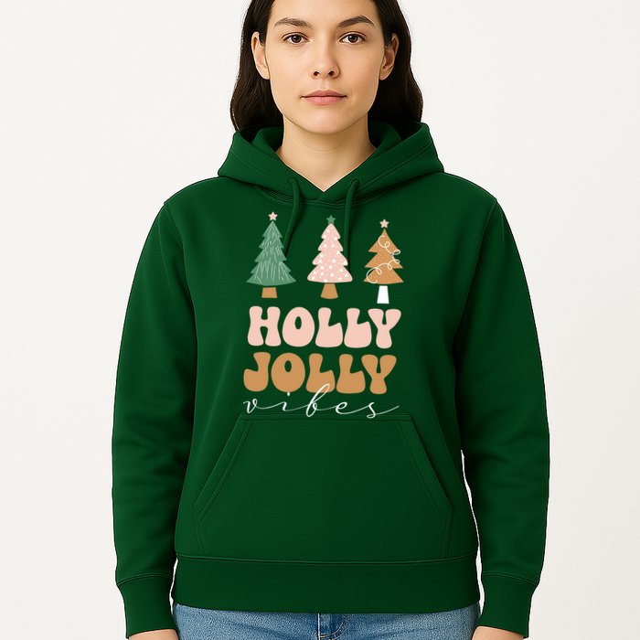 Holly Jolly Vibes Retro Groovy Hoodie