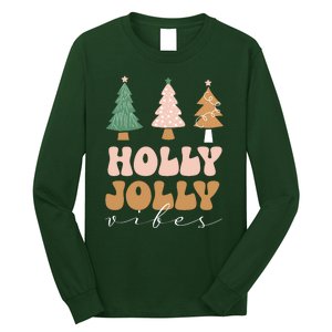 Holly Jolly Vibes Retro Groovy Long Sleeve Shirt