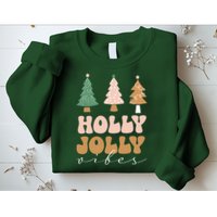 Holly Jolly Vibes Retro Groovy Sweatshirt