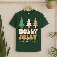 Holly Jolly Vibes Retro Groovy T-Shirt