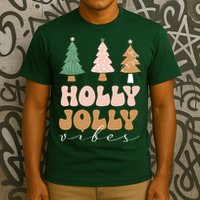 Holly Jolly Vibes Retro Groovy T-Shirt