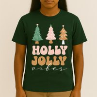 Holly Jolly Vibes Retro Groovy T-Shirt