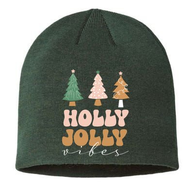 Holly Jolly Vibes Retro Groovy Sustainable Beanie