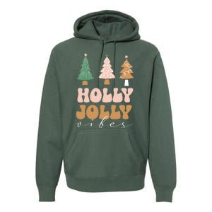 Holly Jolly Vibes Retro Groovy Premium Hoodie