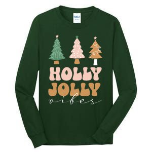 Holly Jolly Vibes Retro Groovy Tall Long Sleeve T-Shirt