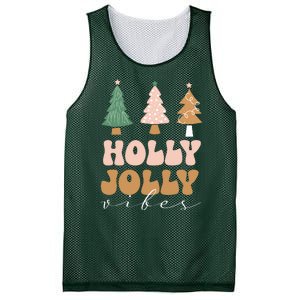 Holly Jolly Vibes Retro Groovy Mesh Reversible Basketball Jersey Tank