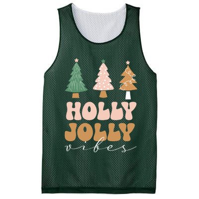 Holly Jolly Vibes Retro Groovy Mesh Reversible Basketball Jersey Tank